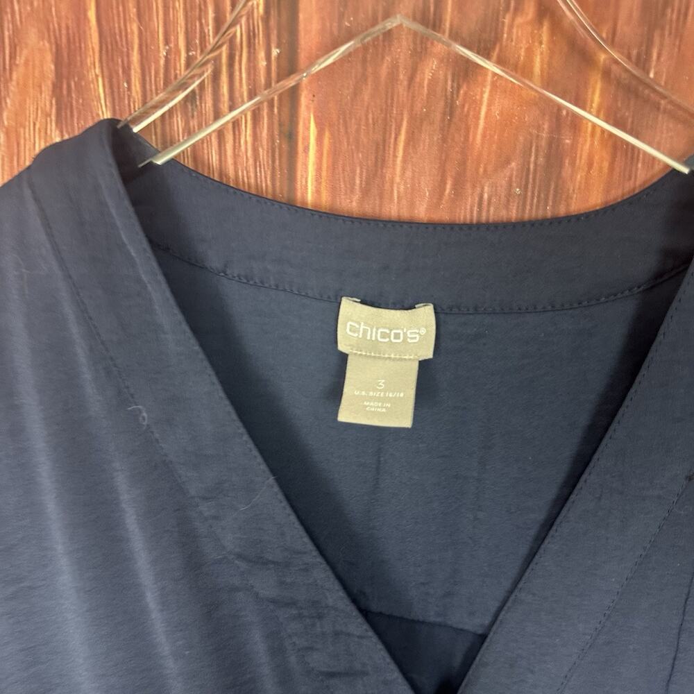 Chico's Blue Long Sleeve Blouse V-Neck Dressy Size 3 US 16/18 - Picture 5 of 5